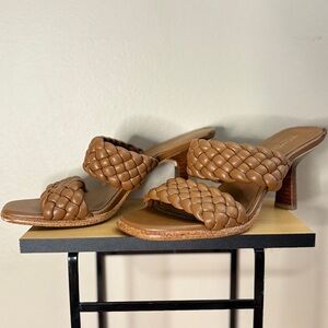 Michael Kors Cognac Brown Braided 3” Heeled Sandals